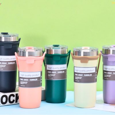 Ly Giữ nhiệt Tumbler cách nhiệt bằng Inox 304 tay cầm silicon binhgiunhietnet