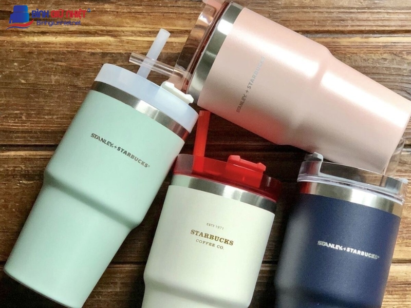 Bình giữ nhiệt có ống hút đựng đồ uống có ga